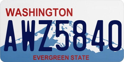 WA license plate AWZ5840