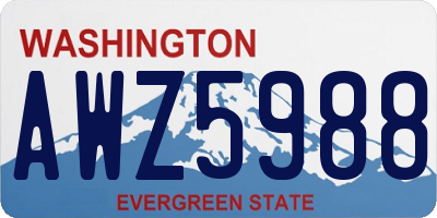 WA license plate AWZ5988
