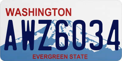 WA license plate AWZ6034