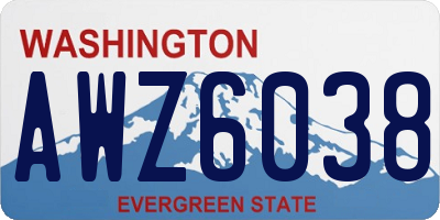 WA license plate AWZ6038