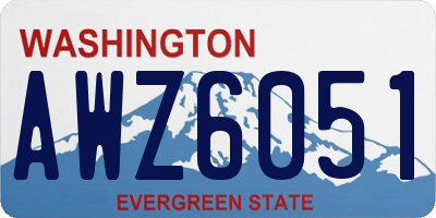 WA license plate AWZ6051