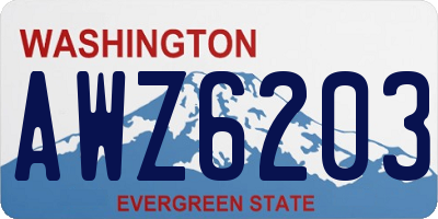 WA license plate AWZ6203