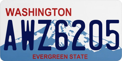 WA license plate AWZ6205