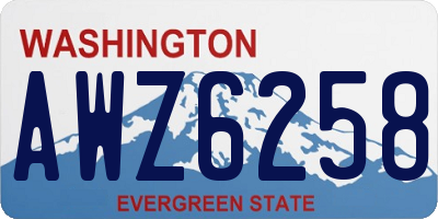 WA license plate AWZ6258