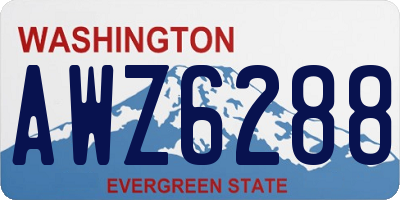 WA license plate AWZ6288
