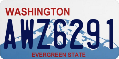 WA license plate AWZ6291