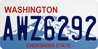 WA license plate AWZ6292