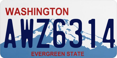 WA license plate AWZ6314