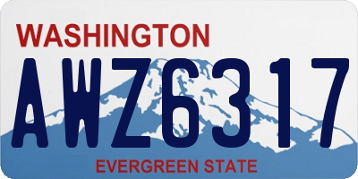 WA license plate AWZ6317