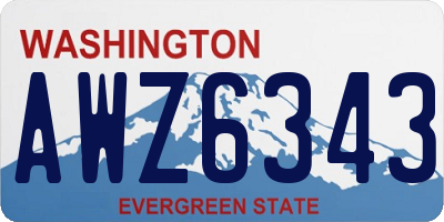 WA license plate AWZ6343