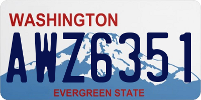 WA license plate AWZ6351