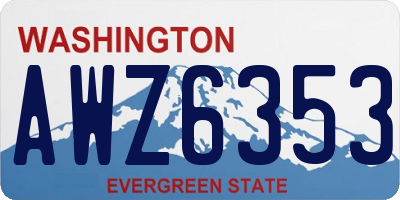WA license plate AWZ6353