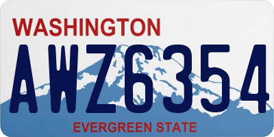 WA license plate AWZ6354