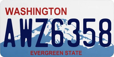 WA license plate AWZ6358