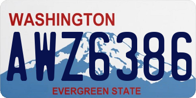 WA license plate AWZ6386