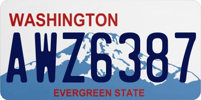 WA license plate AWZ6387