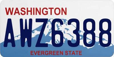 WA license plate AWZ6388