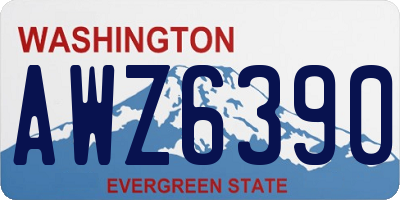 WA license plate AWZ6390