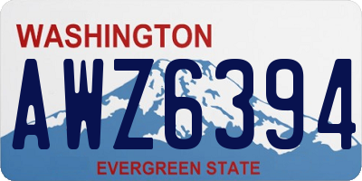 WA license plate AWZ6394