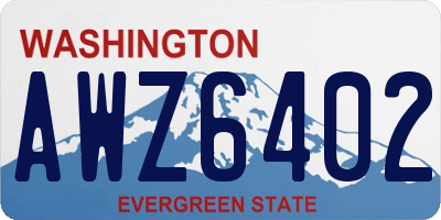 WA license plate AWZ6402