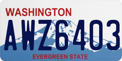 WA license plate AWZ6403