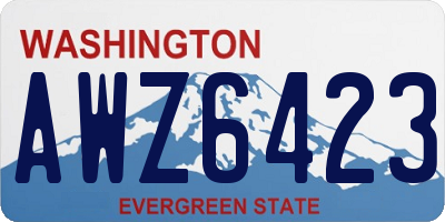 WA license plate AWZ6423