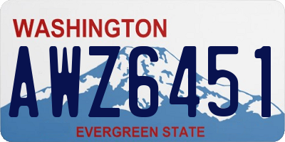 WA license plate AWZ6451