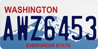 WA license plate AWZ6453