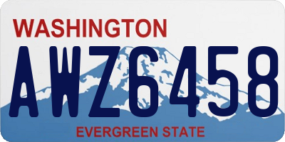 WA license plate AWZ6458