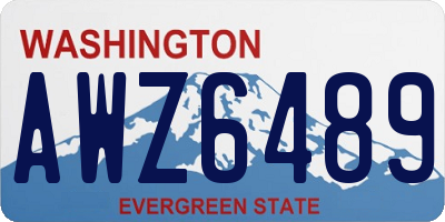 WA license plate AWZ6489