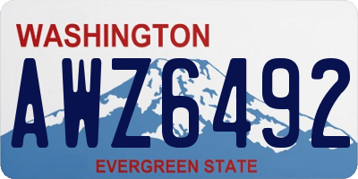 WA license plate AWZ6492