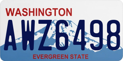 WA license plate AWZ6498