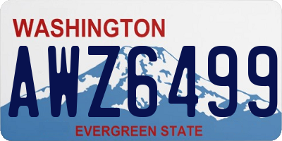 WA license plate AWZ6499