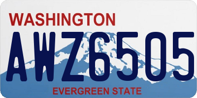 WA license plate AWZ6505