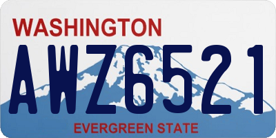 WA license plate AWZ6521