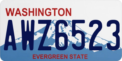 WA license plate AWZ6523