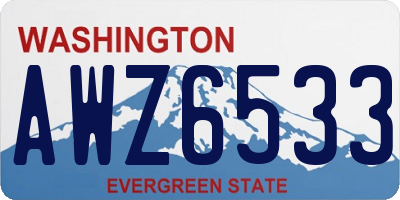 WA license plate AWZ6533