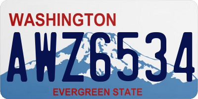 WA license plate AWZ6534