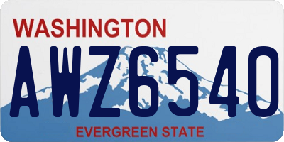WA license plate AWZ6540