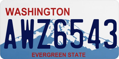 WA license plate AWZ6543
