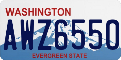 WA license plate AWZ6550