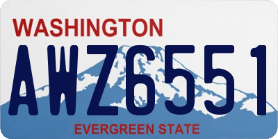WA license plate AWZ6551