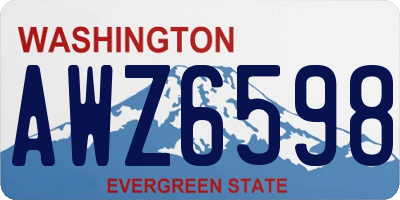 WA license plate AWZ6598