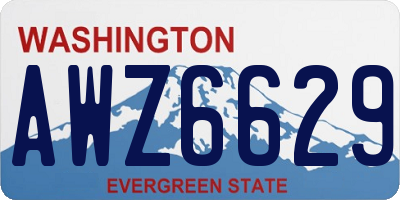 WA license plate AWZ6629