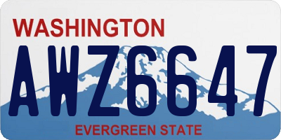 WA license plate AWZ6647