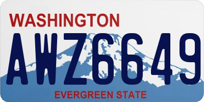 WA license plate AWZ6649