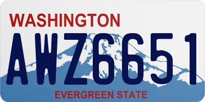 WA license plate AWZ6651