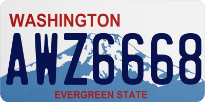 WA license plate AWZ6668