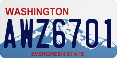 WA license plate AWZ6701