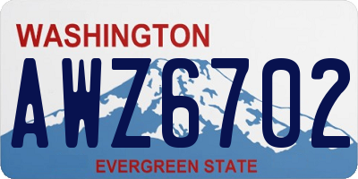 WA license plate AWZ6702
